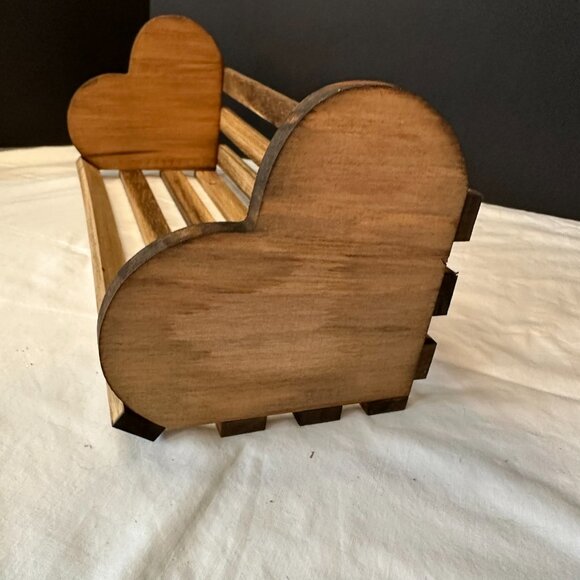 New Vintage Wood Slatted Heart Felt Shaped Hanging Rack-Shelf 14-1/2" Farmhouse - Picture 3 of 10